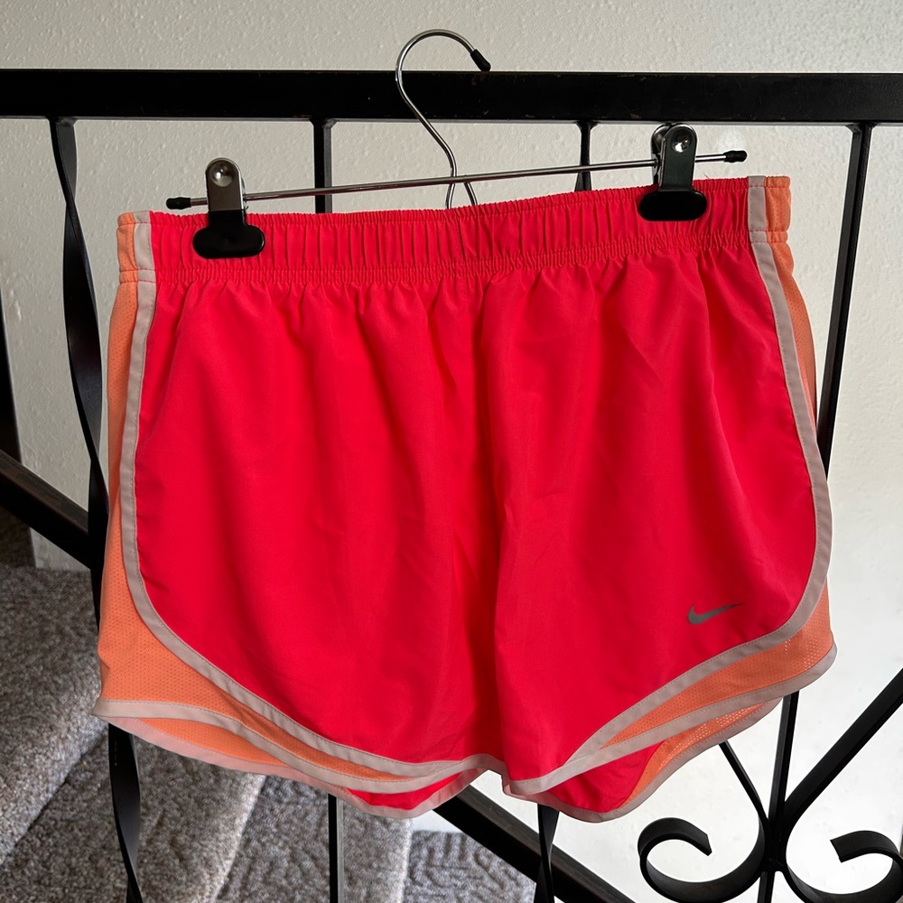 Nike Women's Bright Red and Orange Athletic Shorts